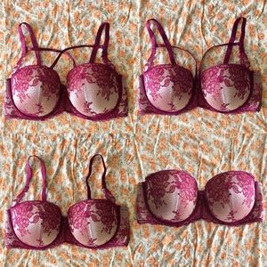 Torrid Convertible Strapless Bra 44DDD Pink Lace